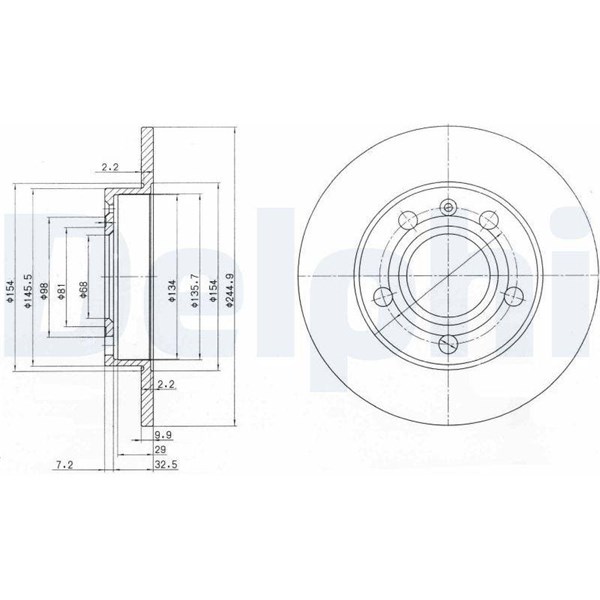 Bromsskiva Solid, Bakaxel Delphi BG2753 DELPHI Bromsskiva Solid, Bakaxel Delphi BG2753 DELPHI