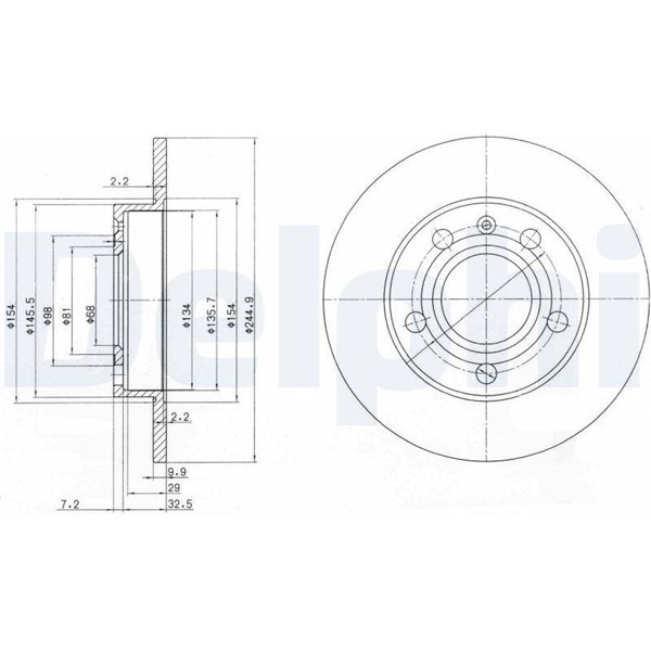 Bromsskiva Solid, Bakaxel Delphi BG2753C DELPHI