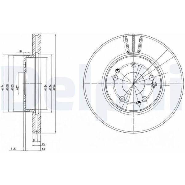 Bromsskiva Ventilerad, Framaxel Delphi BG2772 DELPHI