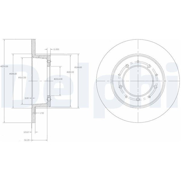 Bromsskiva Solid, Bakaxel Delphi BG2799 DELPHI