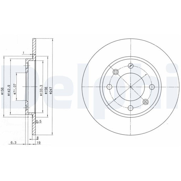 Bromsskiva Solid, Bakaxel Delphi BG2800 DELPHI