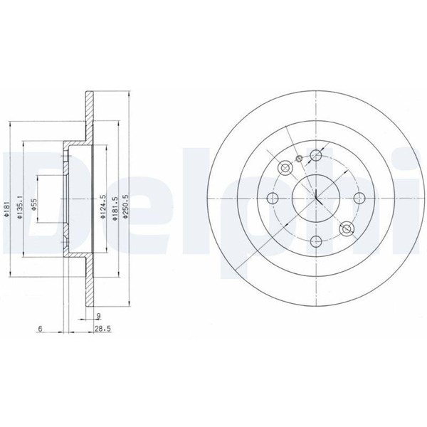 Bromsskiva Solid, Bakaxel Delphi BG2805 DELPHI