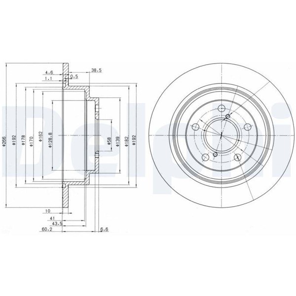 Bromsskiva Solid, Bakaxel Delphi BG2826C DELPHI