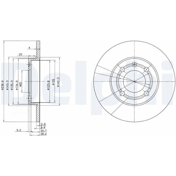 Bromsskiva Solid, Framaxel Delphi BG2911 DELPHI