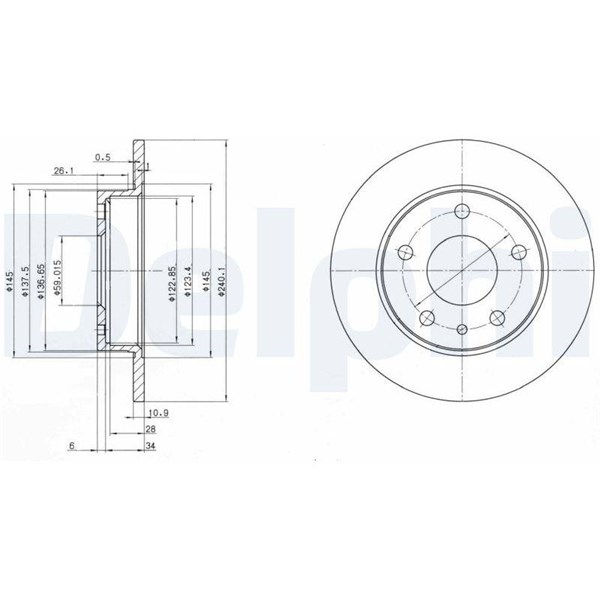 Bromsskiva Solid, Bakaxel Delphi BG2914 DELPHI