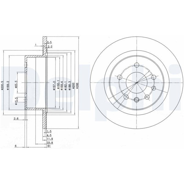Bromsskiva Solid, Bakaxel Delphi BG2986 DELPHI