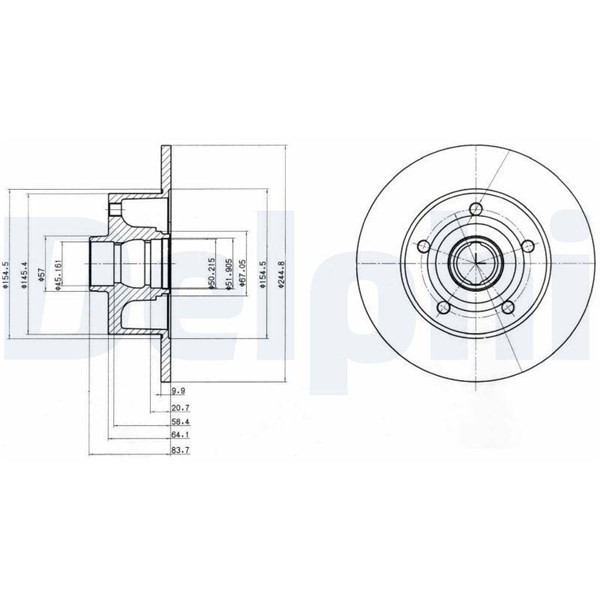 Bromsskiva Solid, Bakaxel Delphi BG3030 DELPHI
