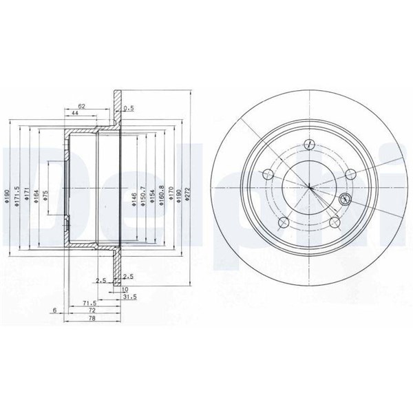 Bromsskiva Solid, Bakaxel Delphi BG3040 DELPHI