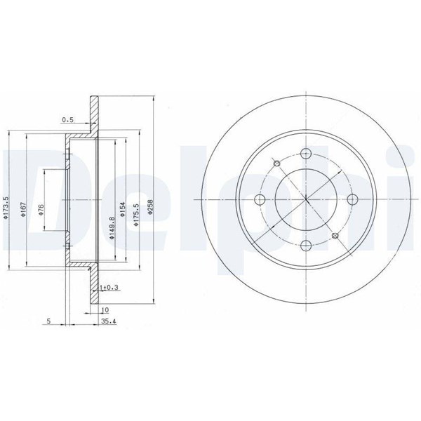 Bromsskiva Solid, Bakaxel Delphi BG3070 DELPHI