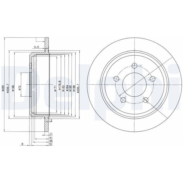 Bromsskiva Solid Delphi BG3073 DELPHI