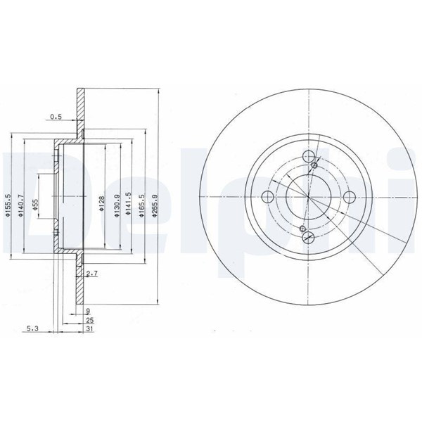 Bromsskiva Solid, Bakaxel Delphi BG3186 DELPHI