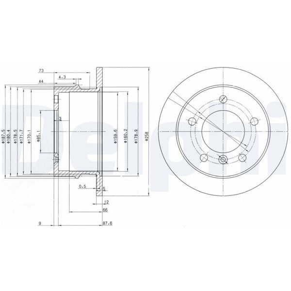 Bromsskiva Solid, Bakaxel Delphi BG3235 DELPHI