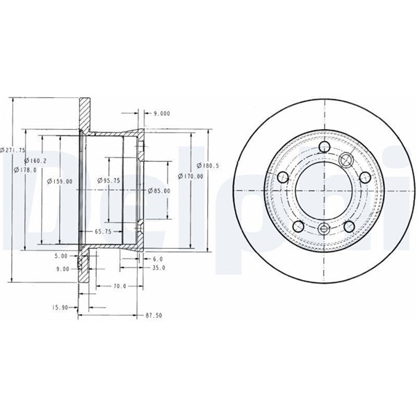 Bromsskiva Solid, Bakaxel Delphi BG3237 DELPHI
