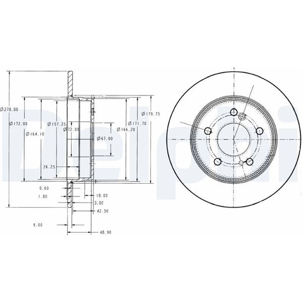 Bromsskiva Solid Delphi BG3326 DELPHI