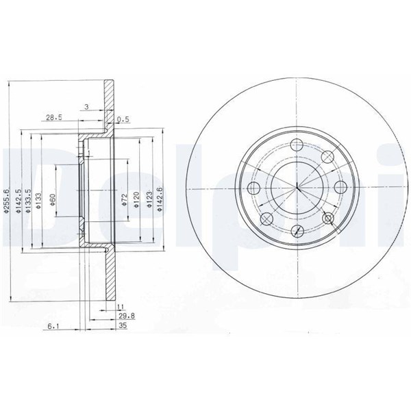 Bromsskiva Solid, Framaxel Delphi BG3402 DELPHI