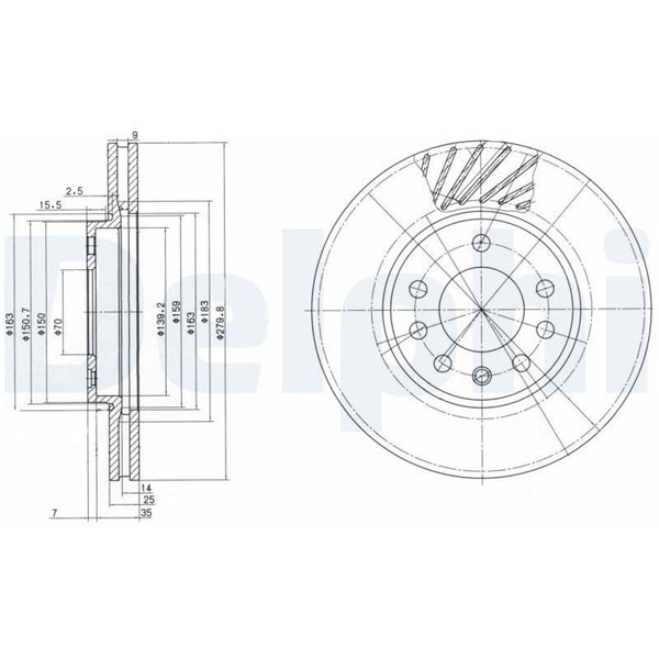 Bromsskiva Ventilerad, Framaxel Delphi BG3405C DELPHI Bromsskiva Ventilerad, Framaxel Delphi BG3405C DELPHI