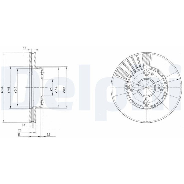 Bromsskiva Ventilerad, Framaxel Delphi BG3508 DELPHI