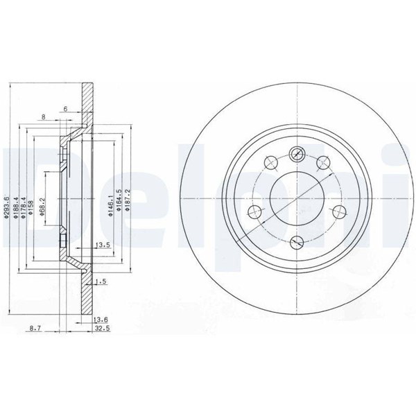 Bromsskiva Solid, Bakaxel Delphi BG3518 DELPHI