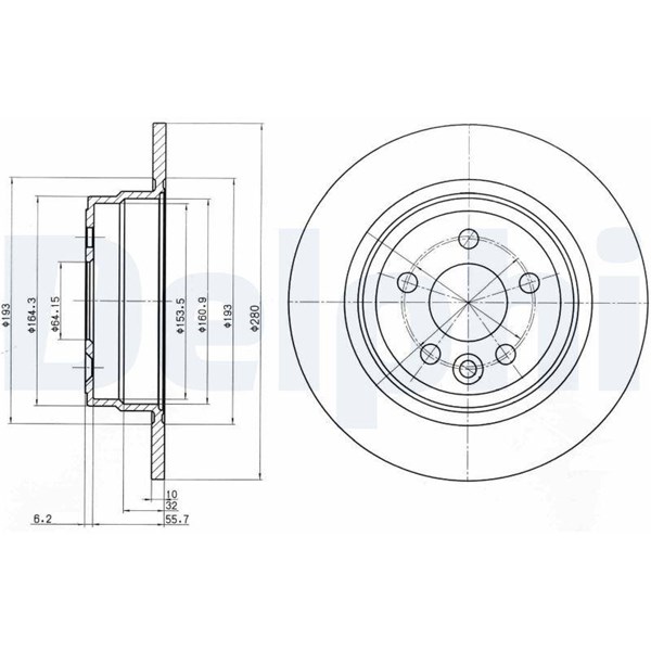 Bromsskiva Solid, Bakaxel Delphi BG3550 DELPHI