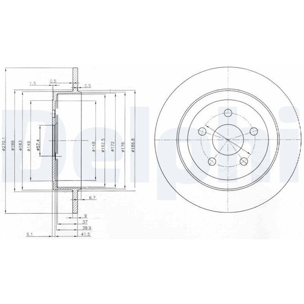 Bromsskiva Solid, Bakaxel Delphi BG3593 DELPHI