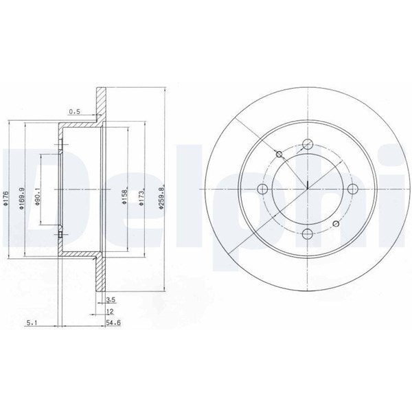 Bromsskiva Solid, Bakaxel Delphi BG3609 DELPHI