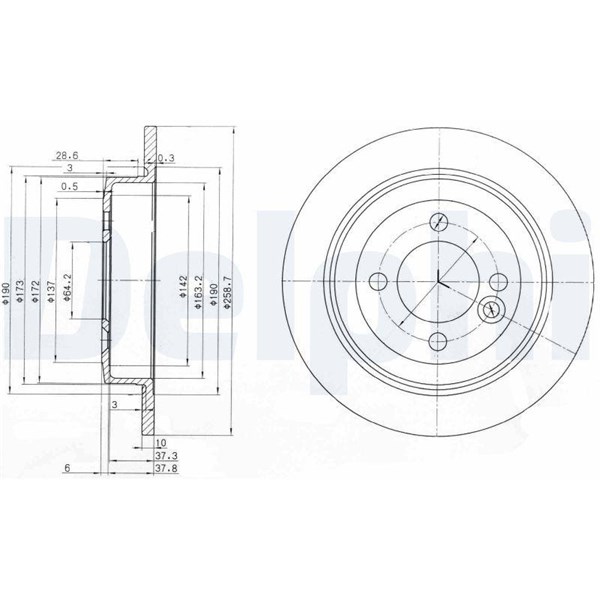 Bromsskiva Solid Delphi BG3662C DELPHI Bromsskiva Solid Delphi BG3662C DELPHI