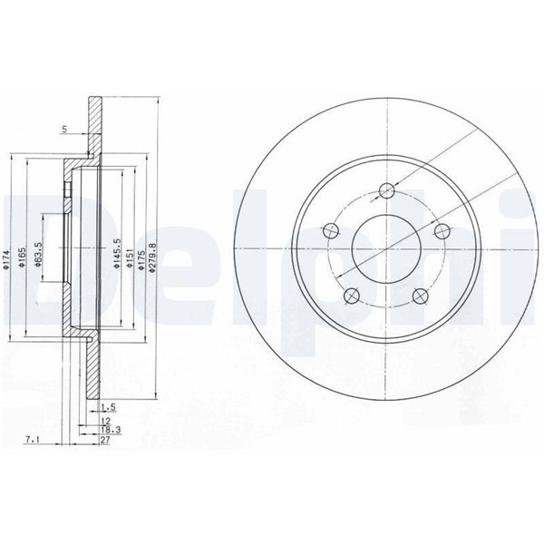Bromsskiva Solid Delphi BG3663 DELPHI