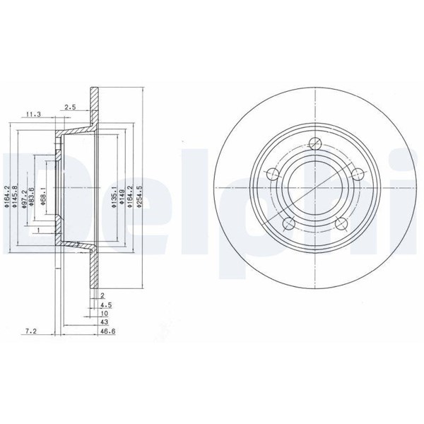 Bromsskiva Solid, Bakaxel Delphi BG3672 DELPHI