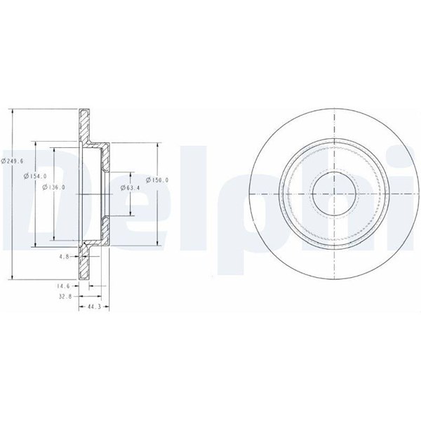 Bromsskiva Solid, Bakaxel Delphi BG3673C DELPHI