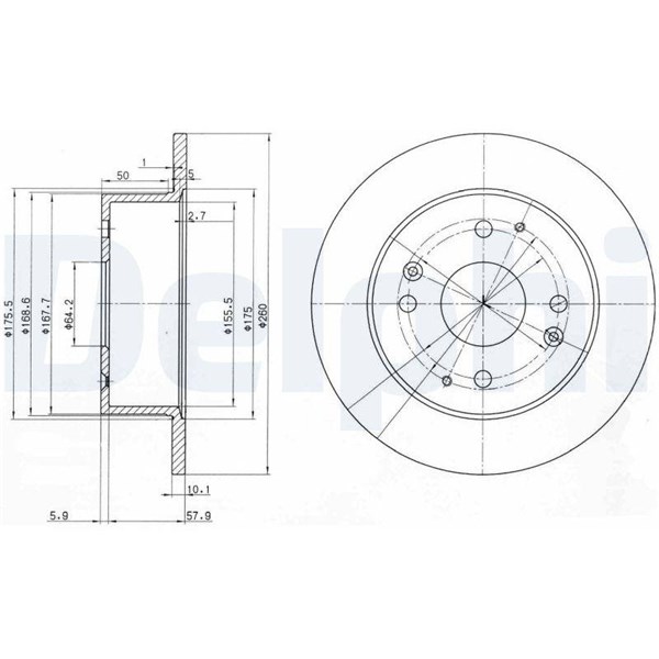 Bromsskiva Solid, Bakaxel Delphi BG3677 DELPHI