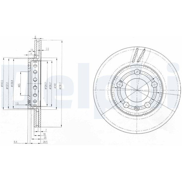 Bromsskiva Ventilerad, Framaxel Delphi BG3695 DELPHI