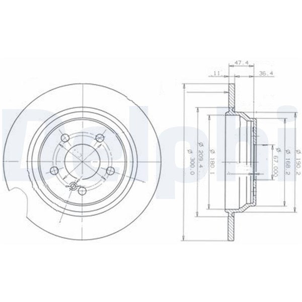 Bromsskiva Solid, Bakaxel Delphi BG3725 DELPHI