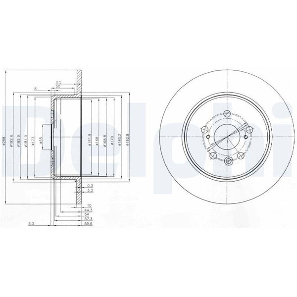 Bromsskiva Solid, Bakaxel Delphi BG3777 DELPHI