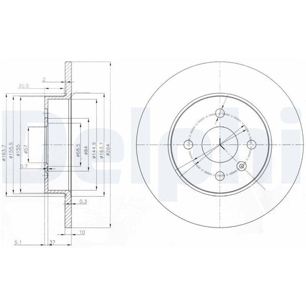 Bromsskiva Solid, Bakaxel Delphi BG3885 DELPHI Bromsskiva Solid, Bakaxel Delphi BG3885 DELPHI