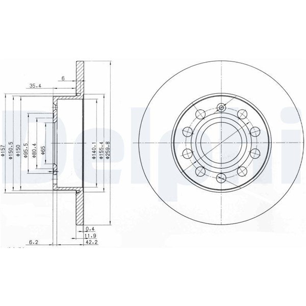 Bromsskiva Solid, Bakaxel Delphi BG3890 DELPHI