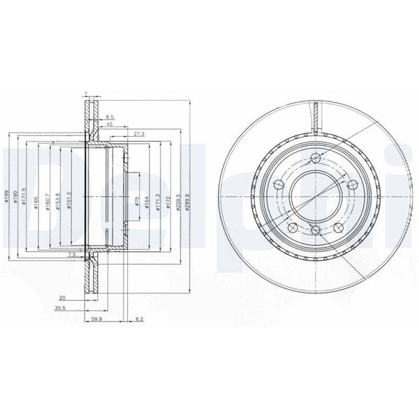 Bromsskiva Ventilerad, Bakaxel Delphi BG3901C DELPHI