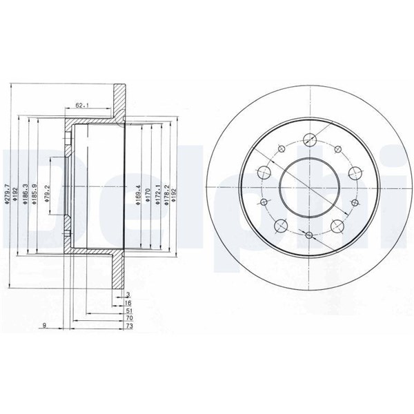 Bromsskiva Solid, Bakaxel Delphi BG3923 DELPHI