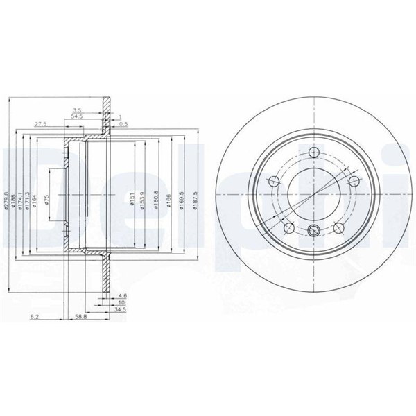 Bromsskiva Solid, Bakaxel Delphi BG3948C DELPHI Bromsskiva Solid, Bakaxel Delphi BG3948C DELPHI