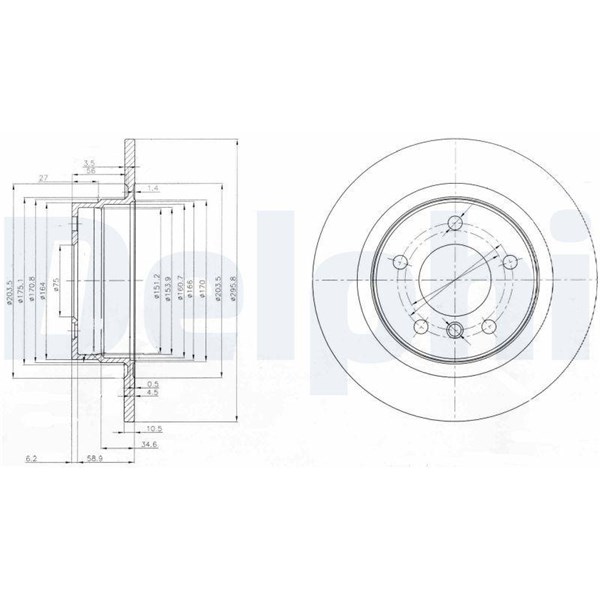 Bromsskiva Solid, Bakaxel Delphi BG3960 DELPHI
