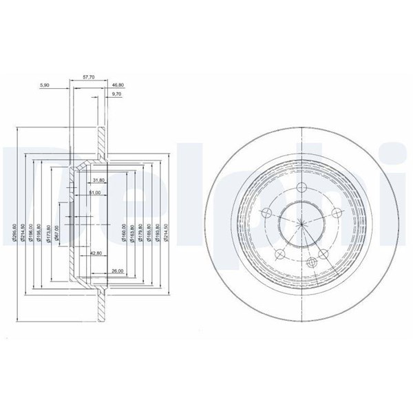 Bromsskiva Solid, Bakaxel Delphi BG3969 DELPHI