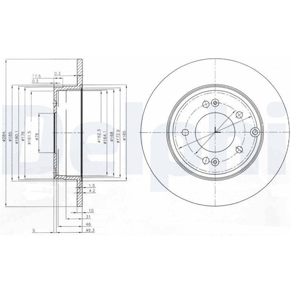 Bromsskiva Solid, Bakaxel Delphi BG4012 DELPHI