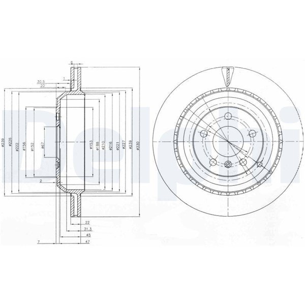 Bromsskiva Ventilerad, Bakaxel Delphi BG4030 DELPHI