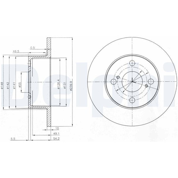 Bromsskiva Solid, Bakaxel Delphi BG4050 DELPHI