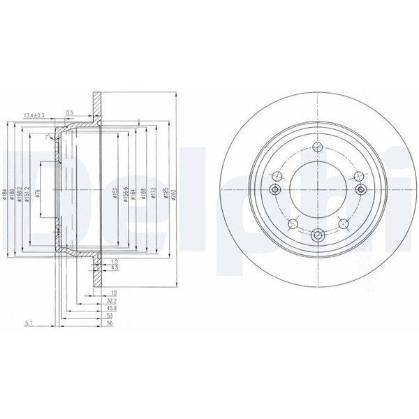 Bromsskiva Solid, Bakaxel Delphi BG4082C DELPHI