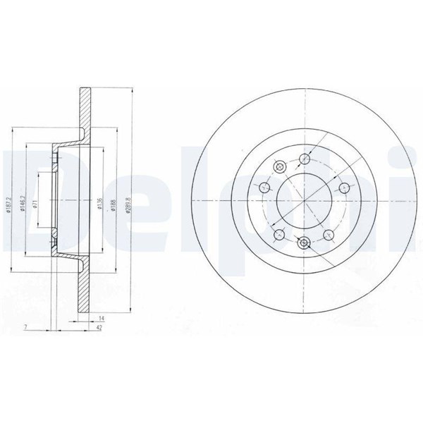 Bromsskiva Solid, Bakaxel Delphi BG4085 DELPHI