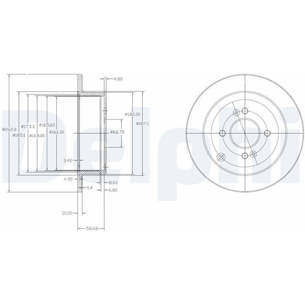 Bromsskiva Solid, Bakaxel Delphi BG4097 DELPHI