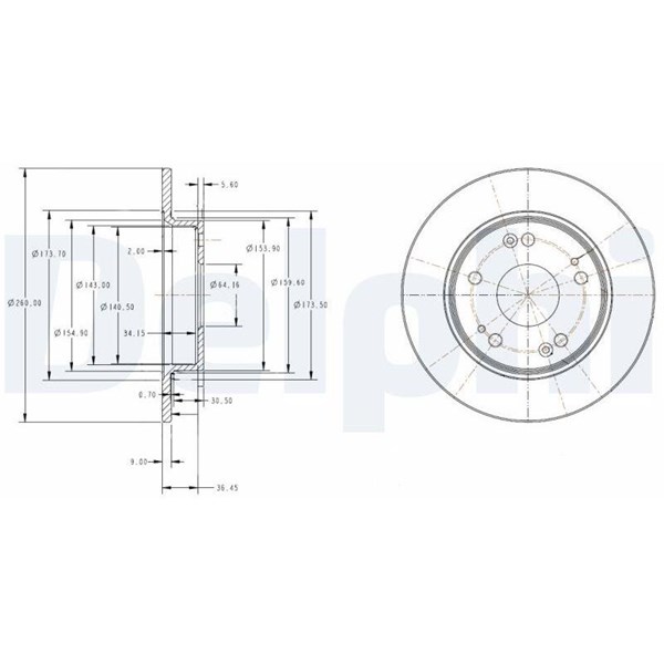 Bromsskiva Solid, Bakaxel Delphi BG4118 DELPHI Bromsskiva Solid, Bakaxel Delphi BG4118 DELPHI