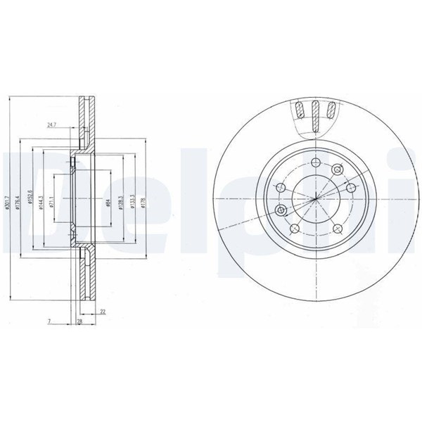 Bromsskiva Ventilerad Delphi BG4150 DELPHI