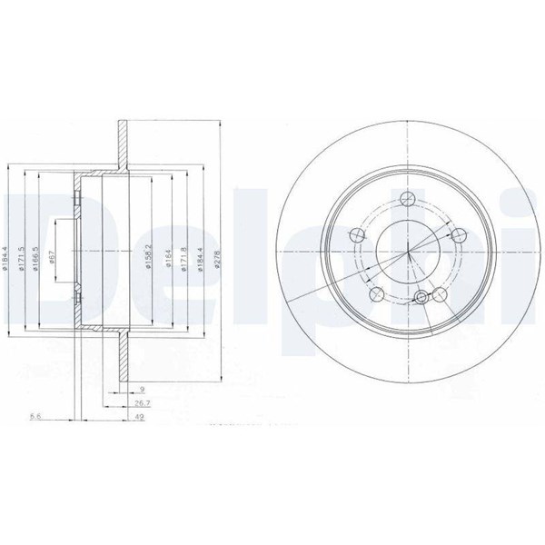 Bromsskiva Solid, Bakaxel Delphi BG4152 DELPHI