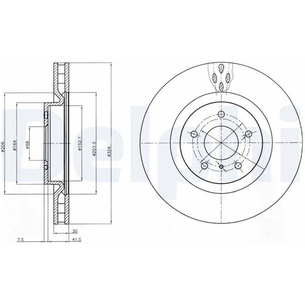 Bromsskiva Ventilerad Delphi BG4162C DELPHI Bromsskiva Ventilerad Delphi BG4162C DELPHI